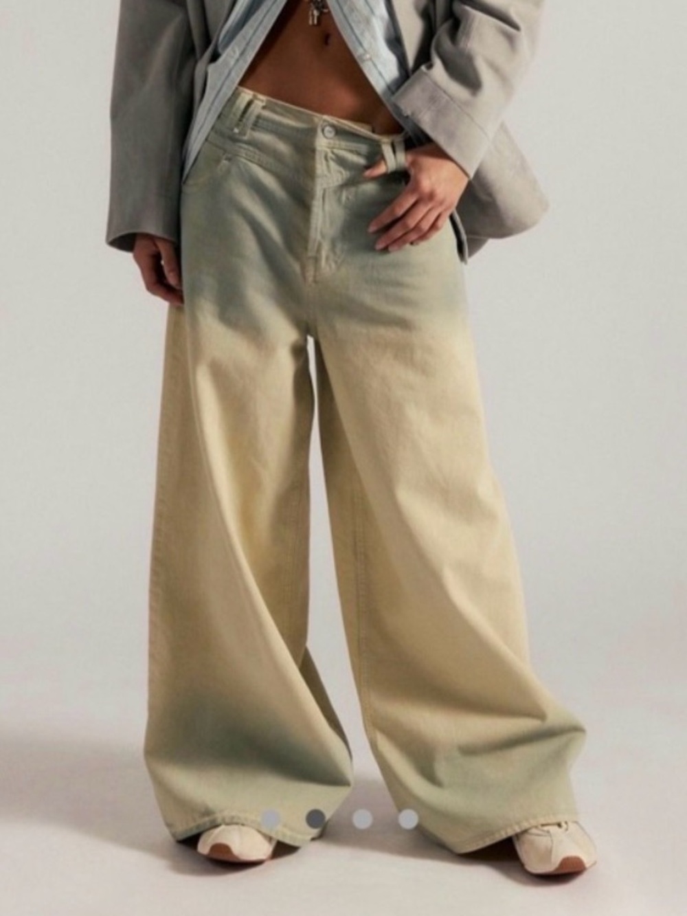 We The Free Give And Take Wide Leg Key Lime Pie Jeans